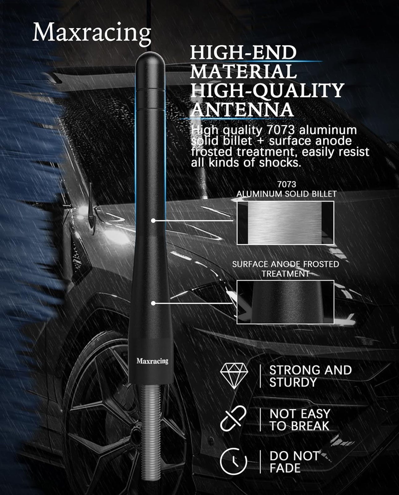 A Maxracing short antenna for Chevrolet Silverado 1500