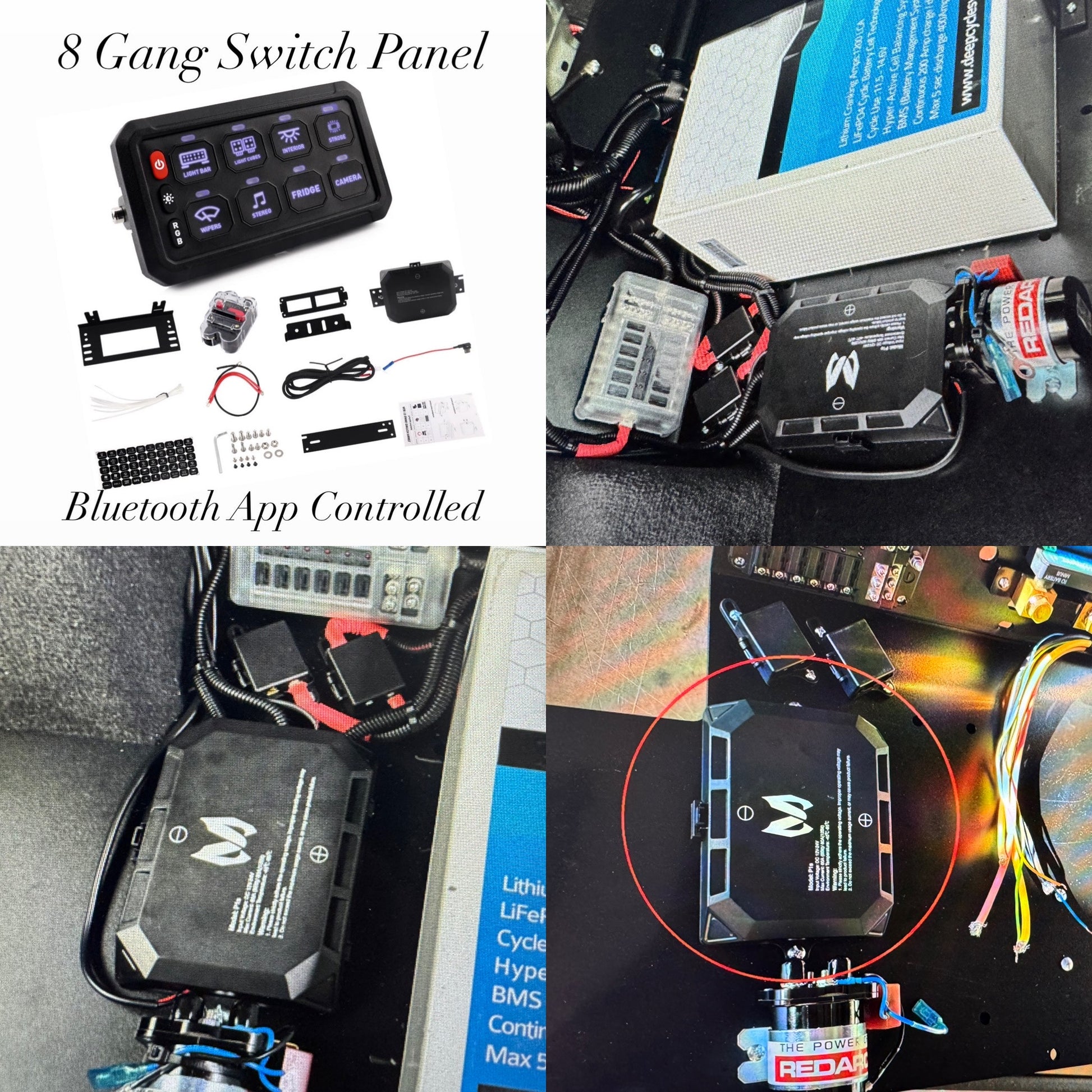 Under seat dual battery storage unit installed in a vehicle, with a black base plate, feet, and straps visible, designed for a Chevrolet Silverado 2019 or newer model.