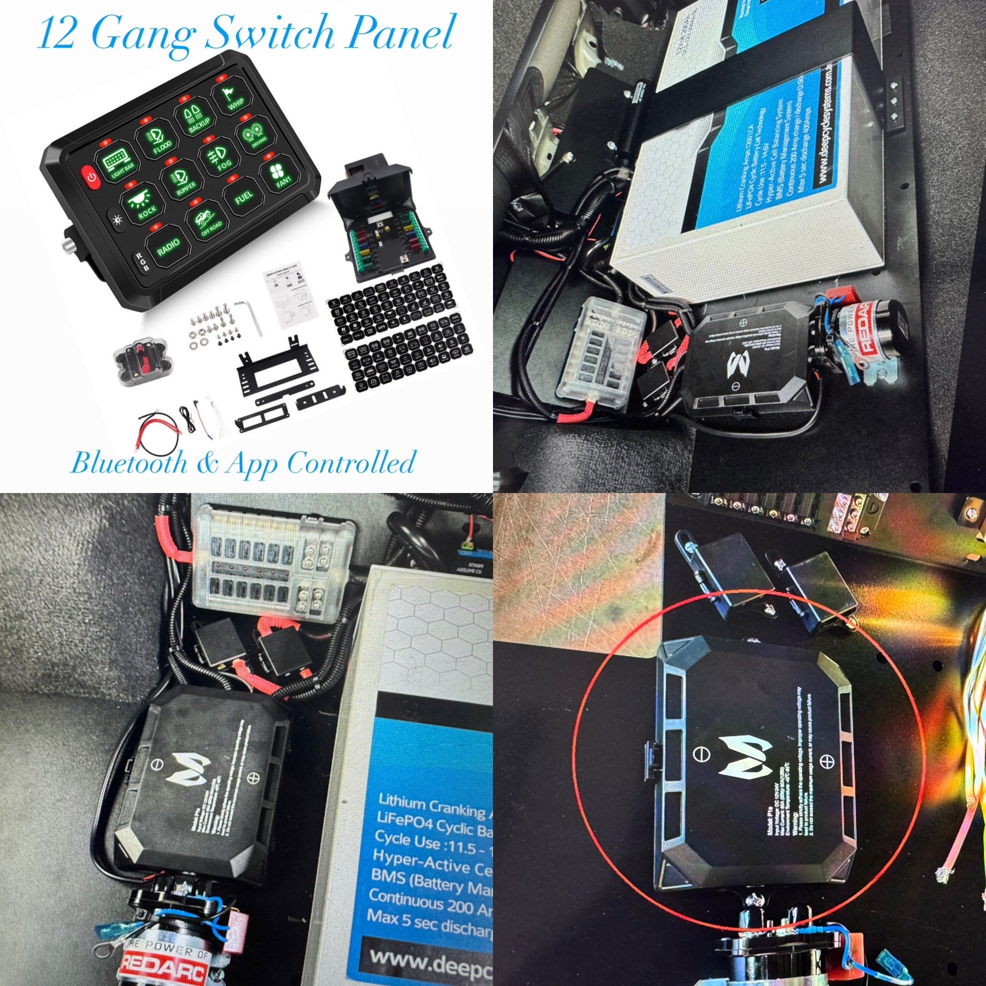 Under seat dual battery storage unit installed in a vehicle, with a black base plate, feet, and straps visible, designed for a Chevrolet Silverado 2019 or newer model.