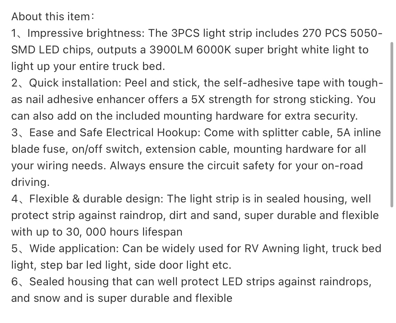 Information Three coiled LED light strips designed for use in a vehicle's bed, displayed with a black background.