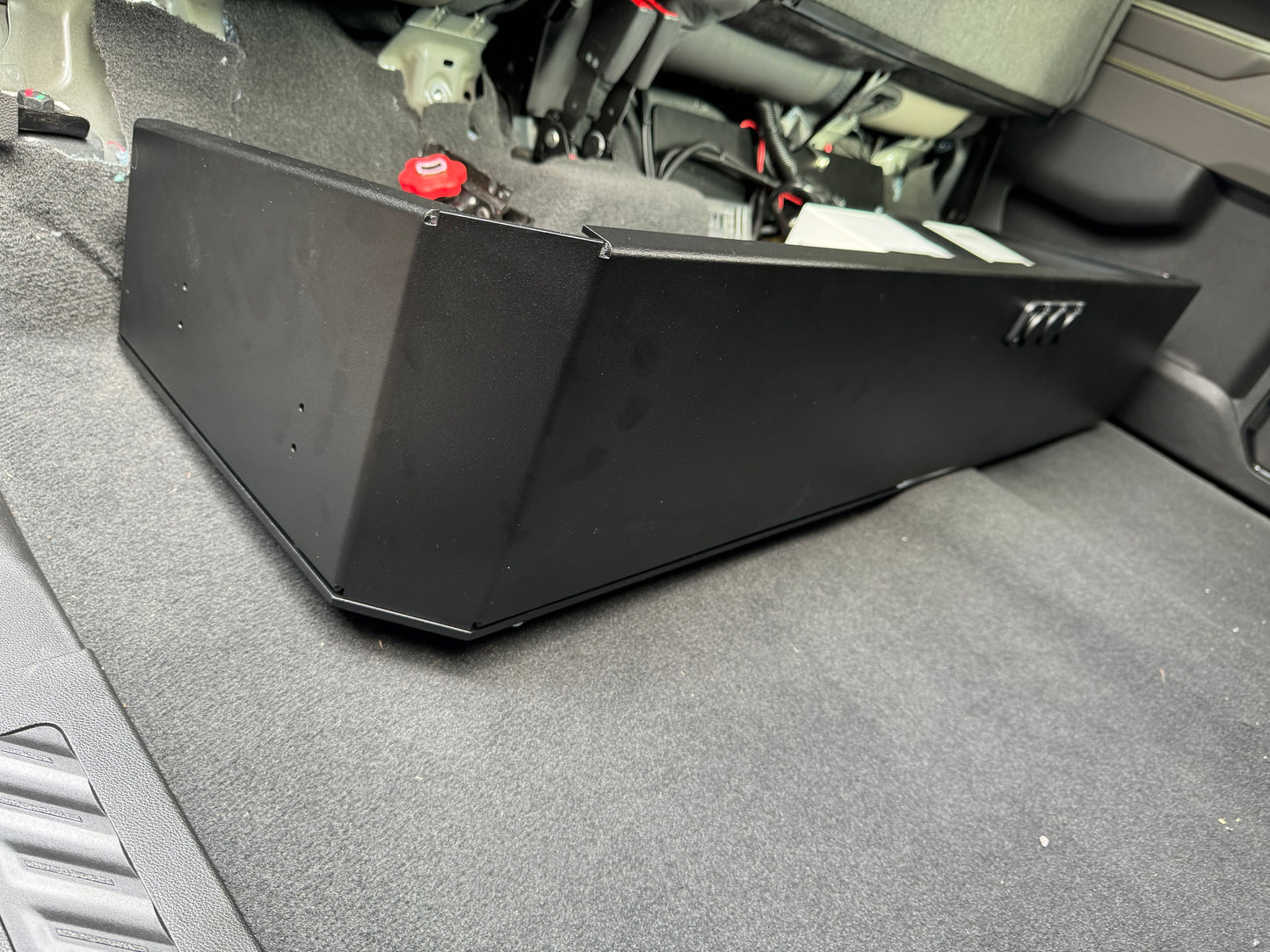 Complete Vehicle Designs under seat storage unit in Chevrolet Silverado 2019+ with DCS Lithium Battery & RedArc BCDC1250D