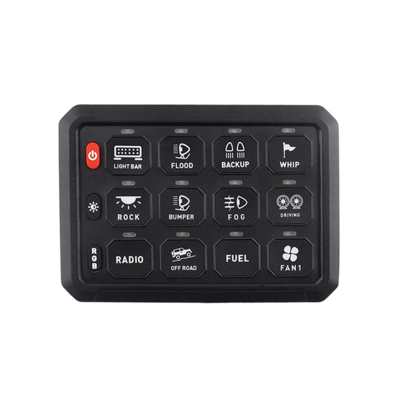 12 Gang Touch Screen LED Switch Panel with Bluetooth - 11 RGB Patterns