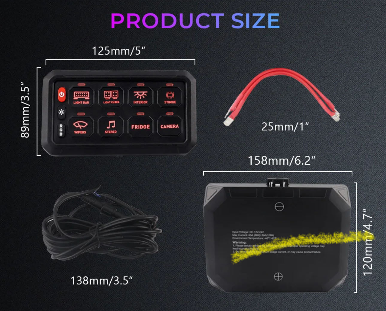 8 Gang Touch Screen LED Switch Panel with Bluetooth - 11 RGB Patterns