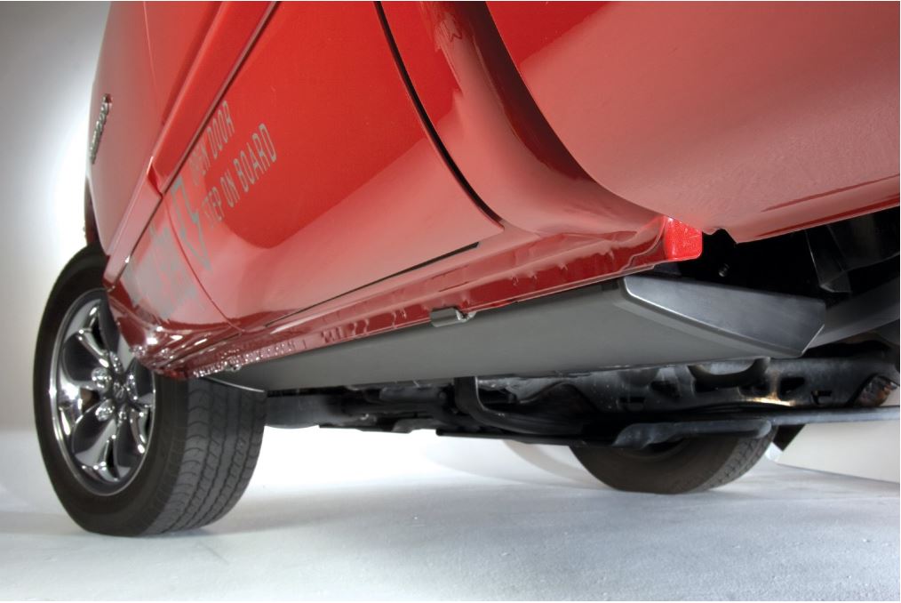 AMP Research power Steps Closed on Red Truck