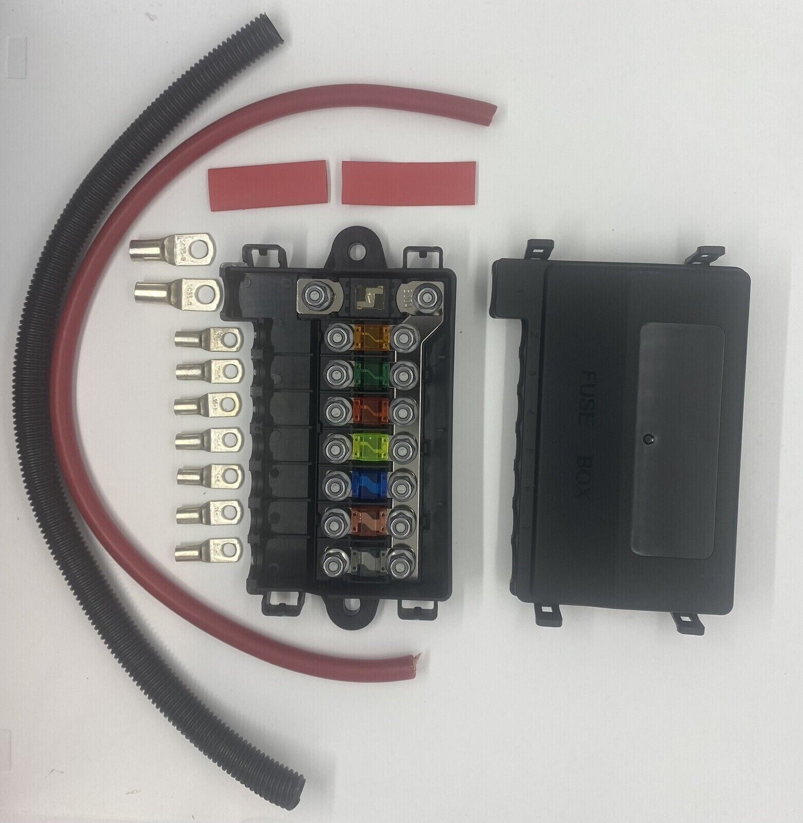 7 Way Midi Fuse Box, Fuses, Lugs and Power Cable