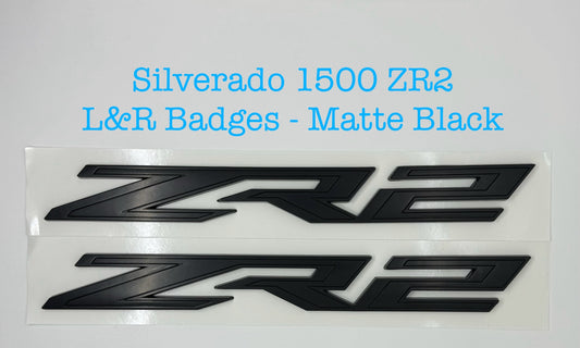 Chevrolet Silverado 1500 2022+ Front Quarter 'ZR2' Badges Black