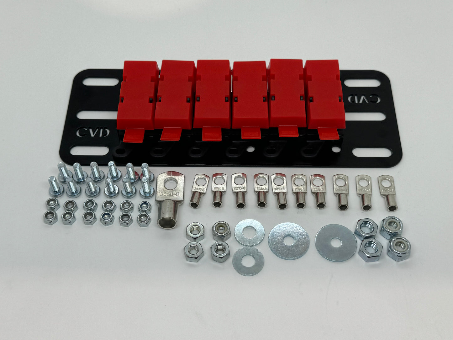 6 Way - Midi Fuse Holder Offset Battery Plate Kits with Busbar