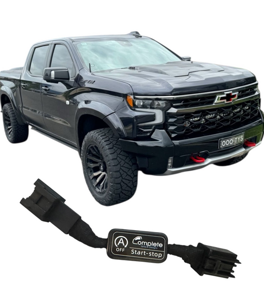 Black truck with a start-stop device on a white background