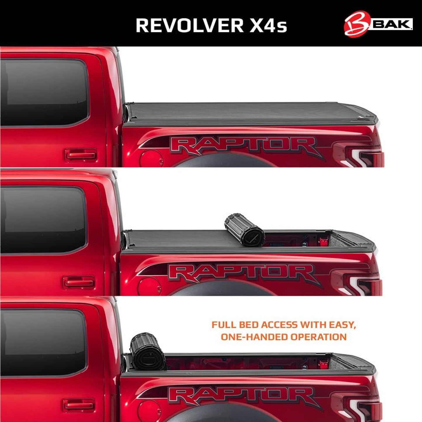 BAK Revolver X4s Hard Rolling Truck Bed Tonneau Cover w/ T-Slot Rails
