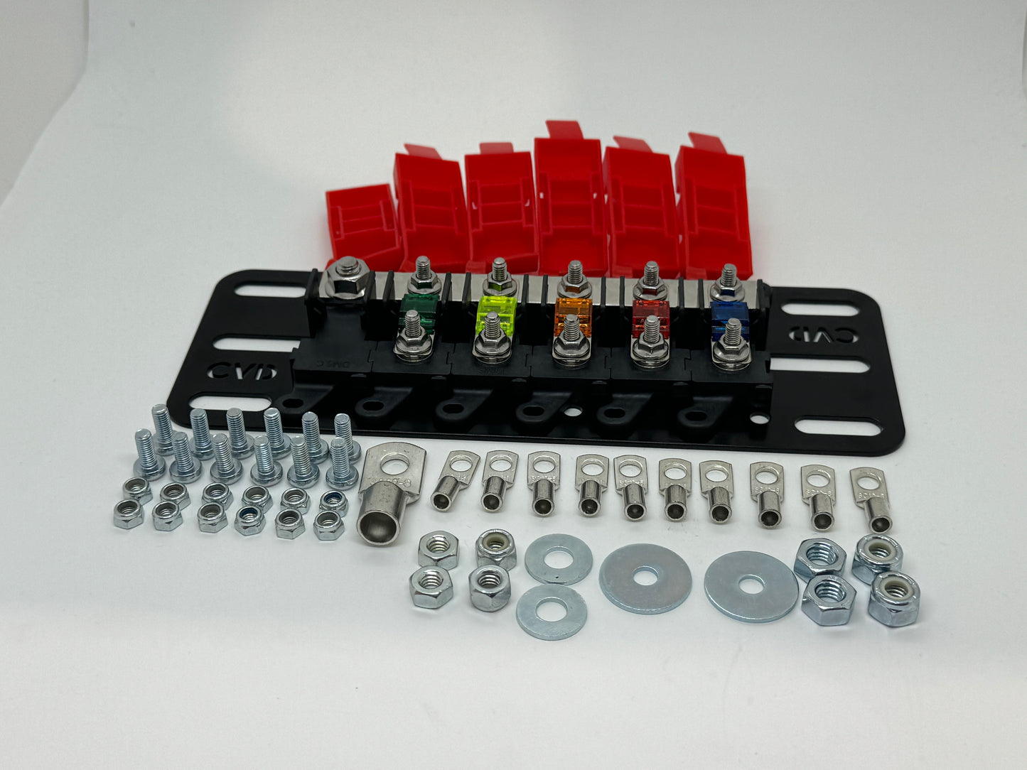 6 Way - Midi Fuse Holder Offset Battery Plate Kits with Busbar