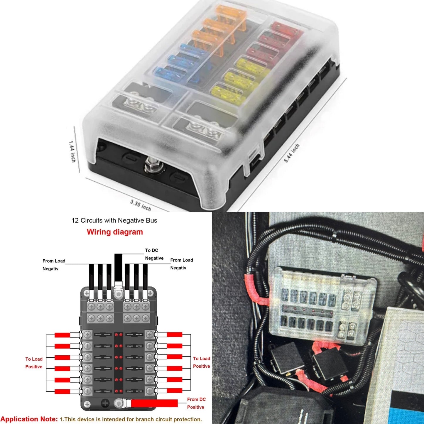 12 Blade Fuse Box with Red LED Indication & Earth Busbar