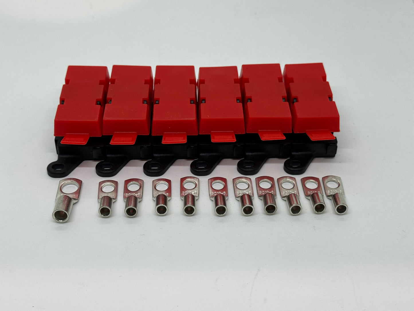 6 Way - Midi Fuse Holder Offset Battery Plate Kits with Busbar