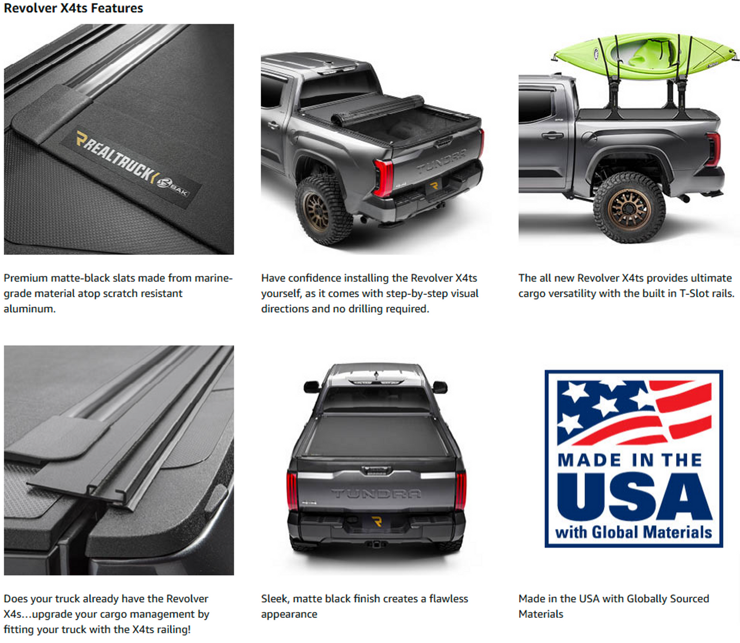 BAK Revolver X4TS Hard Rolling Truck Bed Tonneau Cover w/ T-Slot Rails