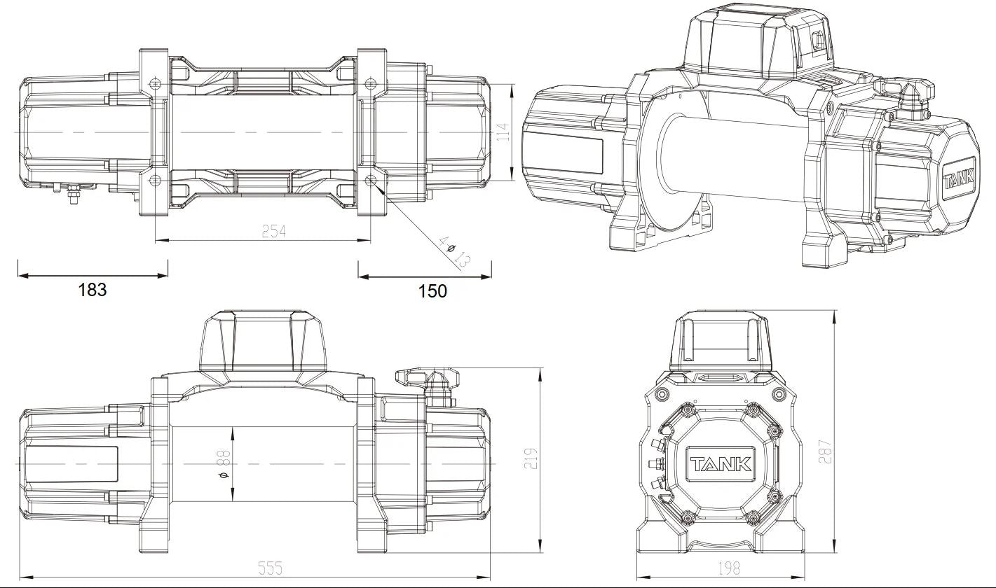 Carbon Tank 12,000lb Winch 12V