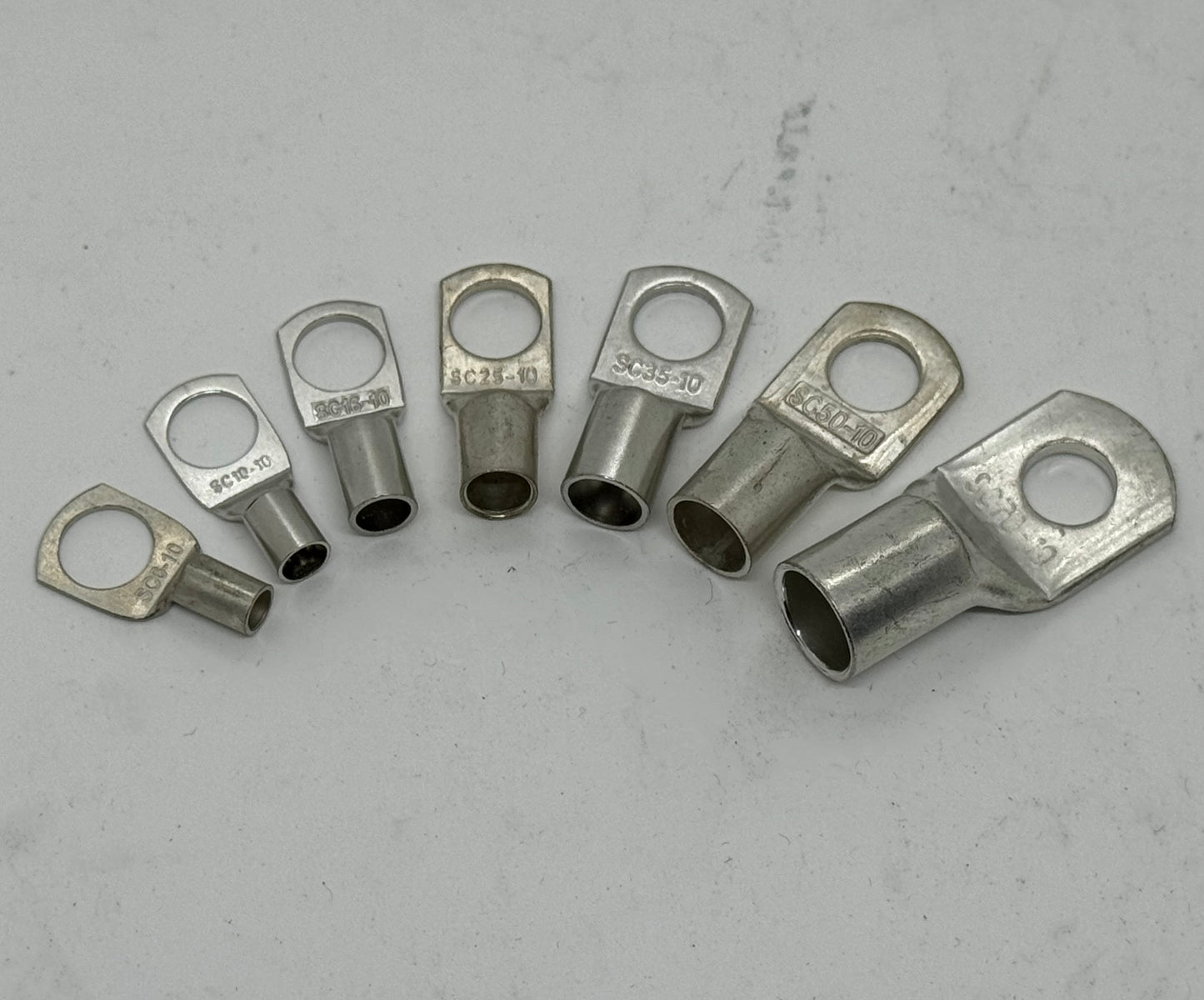 Tinned Copper Cable Lugs with 10mm Hole - 10 Packs