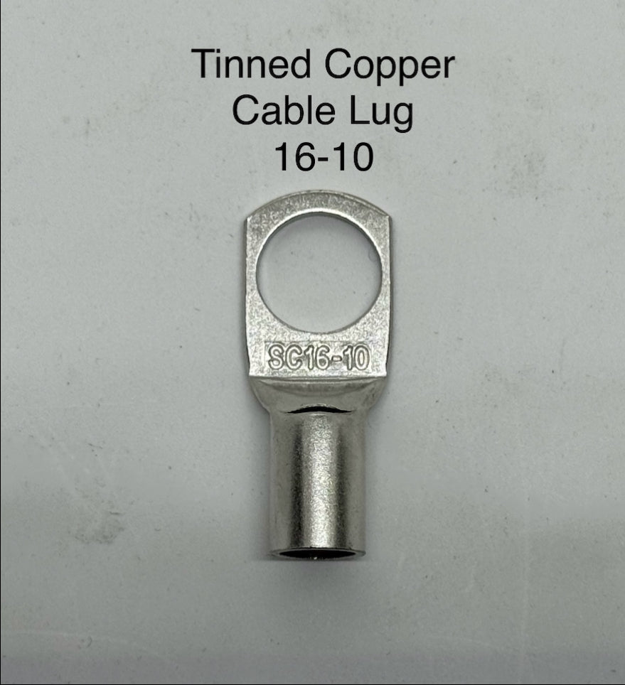 Tinned Copper Cable Lugs with 10mm Hole - 10 Packs