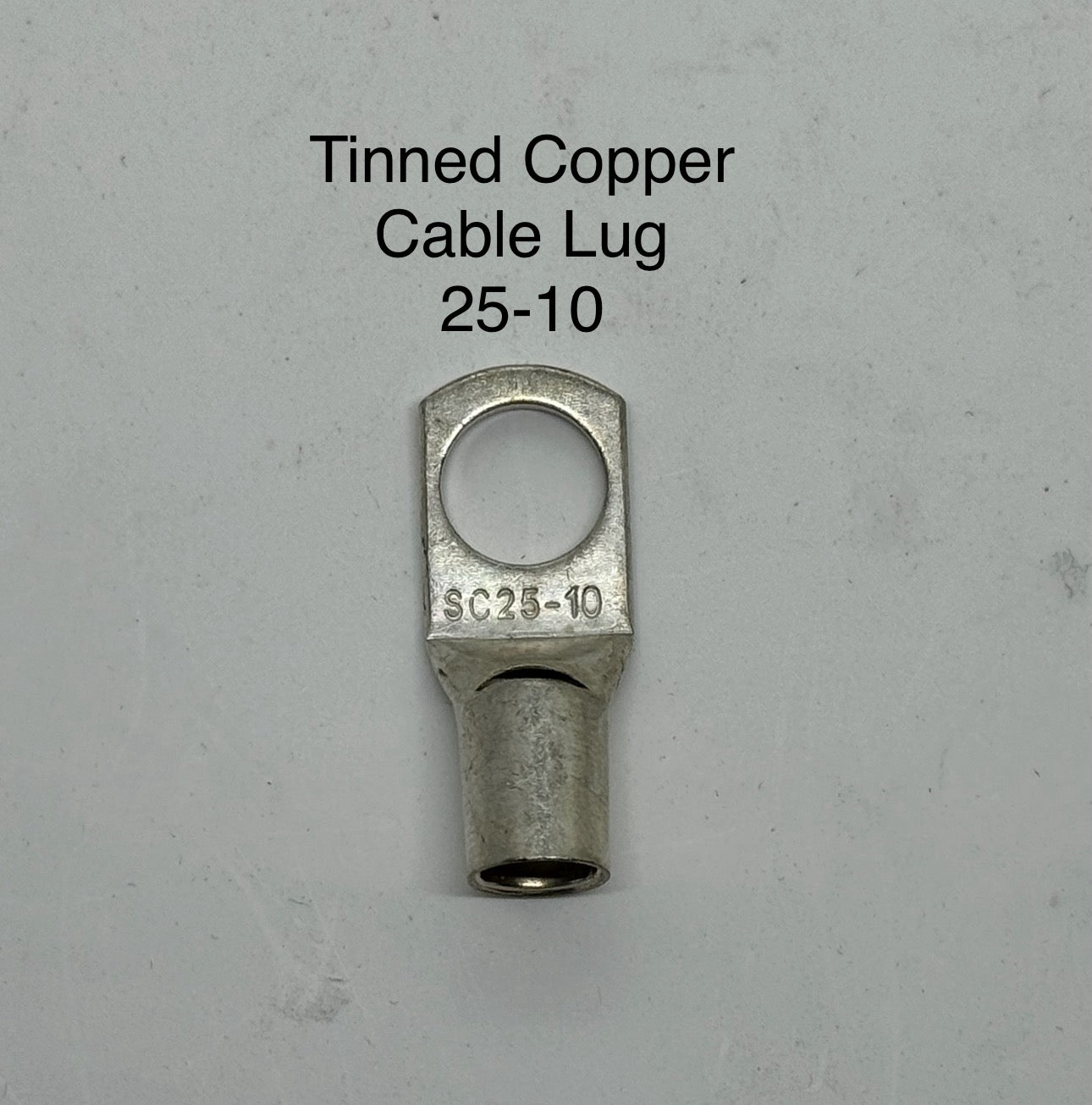 Tinned Copper Cable Lugs with 10mm Hole - 10 Packs