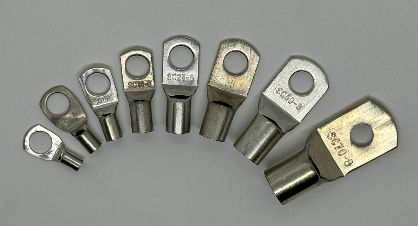 Tinned Copper Cable Lugs with 8mm Hole - 500 Packs