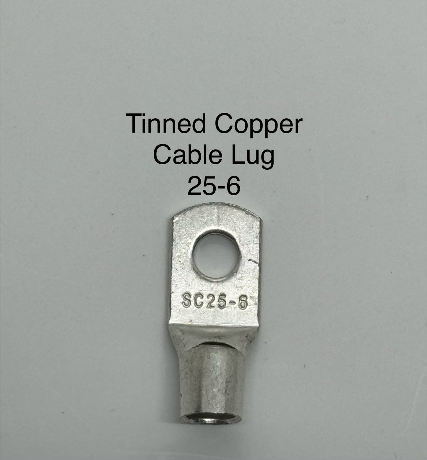 Tinned Copper Cable Lugs with 6mm Hole - 500 Packs