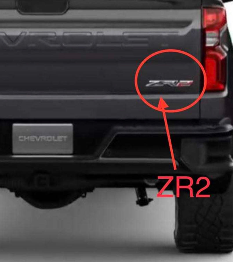 Chevrolet Silverado 1500 Tailgate 'ZR2' Badge Black