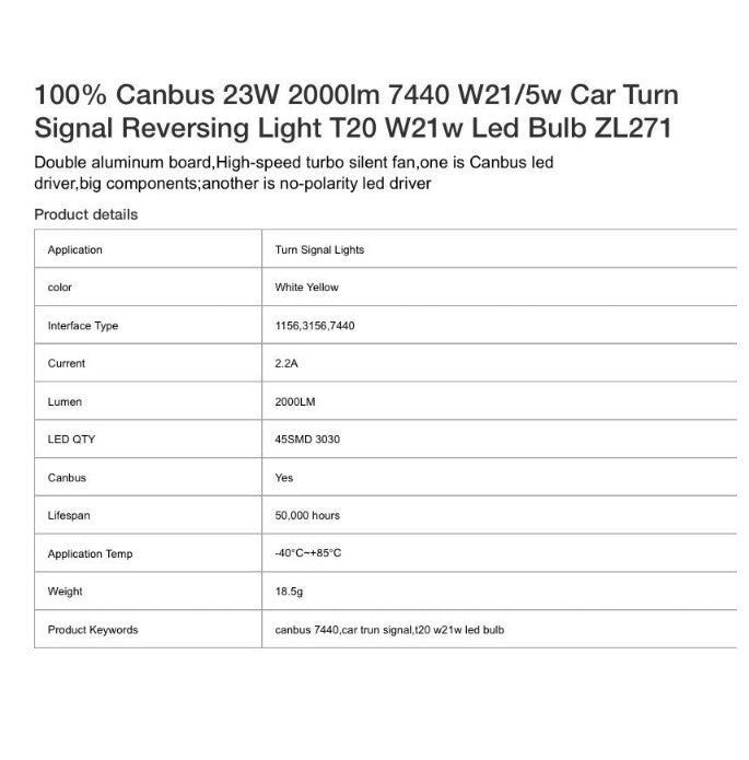 T20 High Quality 45SMD 3030 Chip LED Turn Signal