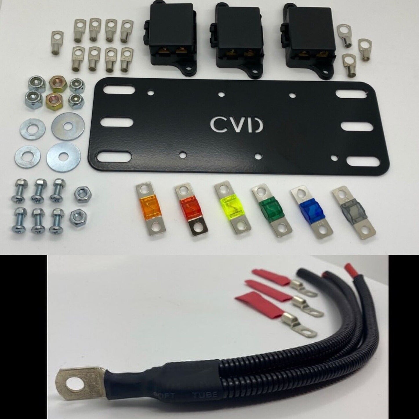 3 Way - Double (6) Midi Fuse Holder Offset Battery Plate Kits